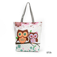 Miyahouse Cute Owl Printed Women's Casual Tote Large Capacity Canvas Female Shopping Bag Ladies Shoulder Handbag Beach Bag