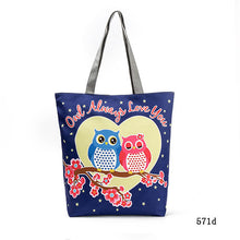 Miyahouse Cute Owl Printed Women's Casual Tote Large Capacity Canvas Female Shopping Bag Ladies Shoulder Handbag Beach Bag