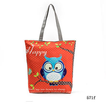 Miyahouse Cute Owl Printed Women's Casual Tote Large Capacity Canvas Female Shopping Bag Ladies Shoulder Handbag Beach Bag
