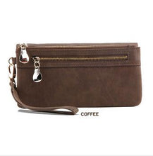 Fashion Women Wallets Dull Polish Leather Wallet Double Zipper Day Clutch Purse Wristlet Portefeuille Handbags Carteira Feminina
