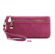Fashion Women Wallets Dull Polish Leather Wallet Double Zipper Day Clutch Purse Wristlet Portefeuille Handbags Carteira Feminina