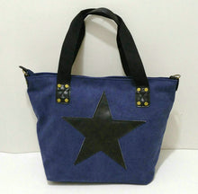 Rdywbu BIG STAR STUDDED GLITTER CANVAS HANDBAG - Multifunctional Sequined Travel Tote Shoulder Bag Diamonds Vintage Bolsos