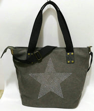 Rdywbu BIG STAR STUDDED GLITTER CANVAS HANDBAG - Multifunctional Sequined Travel Tote Shoulder Bag Diamonds Vintage Bolsos