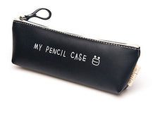 Kawaii Cartoon Triangle My Pencil Case Classical Black and White Color Waterproof Pu Leather School Stationery Pen Bag
