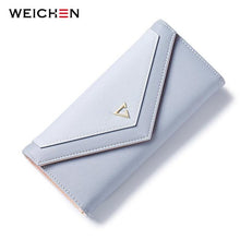 WEICHEN  New Geometric Envelope Clutch Wallet For Women, PU Leather Hasp Fashion Design Wallet For Phone Money Bags Coin Purse