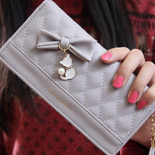 Ladies Leather Wallet Bow Women Wallets And Purses Female Large Zipper Long Vintage High Quality Leather Credit Card Lady