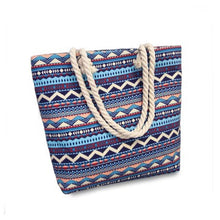 Summer Women Canvas bohemian style striped Shoulder Beach Bag Female Casual Tote Shopping Big Bag floral Messenger Bags