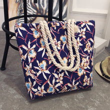 Summer Women Canvas bohemian style striped Shoulder Beach Bag Female Casual Tote Shopping Big Bag floral Messenger Bags