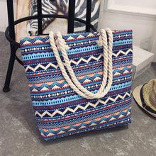 Summer Women Canvas bohemian style striped Shoulder Beach Bag Female Casual Tote Shopping Big Bag floral Messenger Bags