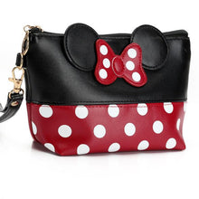 Loodial Portable Women Wallet Fashion Leather Purse Travel Kit Bow Pouch PU Cosmetic Makeup Organizer Bag with Zipper for Girls