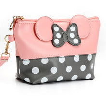 Loodial Portable Women Wallet Fashion Leather Purse Travel Kit Bow Pouch PU Cosmetic Makeup Organizer Bag with Zipper for Girls