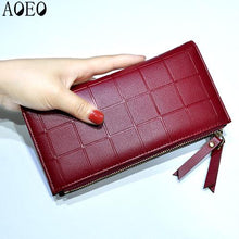 Women Leather Purse Plaid Wallets Long Ladies Colorful Walet Red Clutch 10 Card Holder Coin Bag Female Double Zipper Wallet Girl