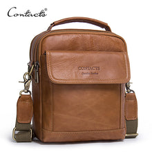 CONTACT'S Genuine Leather Shoulder Bags Fashion Men Messenger Bag Small ipad Male Tote Vintage New Crossbody Bags Men's Handbags
