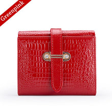 Greenpink Brand Red Small Genuine Leather Women Wallet Female Coin Purse Female Short Women Purses