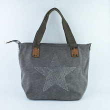 Rdywbu BIG STAR STUDDED GLITTER CANVAS HANDBAG - Multifunctional Sequined Travel Tote Shoulder Bag Diamonds Vintage Bolsos