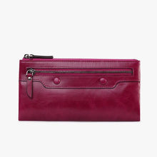 Jamarna Wallet for Women Genuine Leather Purse Long Wristlet Clutch Red Wallet Coin Female Purse Phone Holder Double Zipper