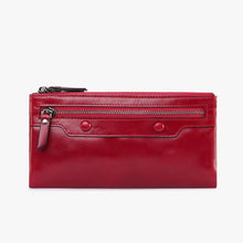 Jamarna Wallet for Women Genuine Leather Purse Long Wristlet Clutch Red Wallet Coin Female Purse Phone Holder Double Zipper