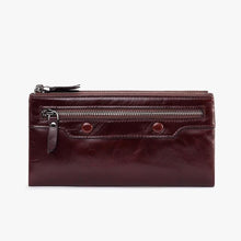 Jamarna Wallet for Women Genuine Leather Purse Long Wristlet Clutch Red Wallet Coin Female Purse Phone Holder Double Zipper