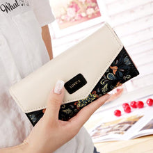 fondhere Wallet Female PU Leather  Wallet Leisure Purse Colorful Style 3Fold Flowers Printing Women Wallets Long Coin Purse
