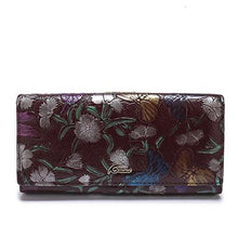 FANI Women Wallets Fashion Flower Print Genuine Leather Wallets luxury Womens Wallets And Purses Multi-function Hasp Purse