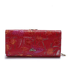 FANI Women Wallets Fashion Flower Print Genuine Leather Wallets luxury Womens Wallets And Purses Multi-function Hasp Purse