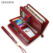 Hot Sale Women Clutch New Wallet Split Leather Wallet Female Long Wallet Women Zipper Purse Strap Coin Purse For iPhone 7