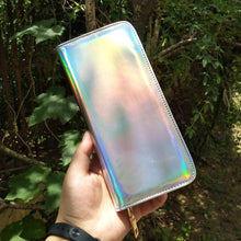 AOEO Hologram Wallet Female Clutch Long Holographic Ladies Bag Girl With Zipper Coin Purse Card Id Holders Women Wallets Handy