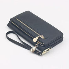 Women's Purse Long Design PU Leather Women's Long Wallet Female High Capacity Double Zippers Clutch Purse Wristlet