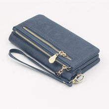 Women's Purse Long Design PU Leather Women's Long Wallet Female High Capacity Double Zippers Clutch Purse Wristlet