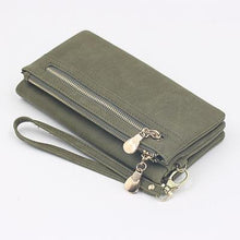 Women's Purse Long Design PU Leather Women's Long Wallet Female High Capacity Double Zippers Clutch Purse Wristlet