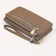 Women's Purse Long Design PU Leather Women's Long Wallet Female High Capacity Double Zippers Clutch Purse Wristlet