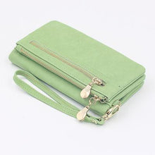 Women's Purse Long Design PU Leather Women's Long Wallet Female High Capacity Double Zippers Clutch Purse Wristlet