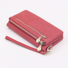 Women's Purse Long Design PU Leather Women's Long Wallet Female High Capacity Double Zippers Clutch Purse Wristlet
