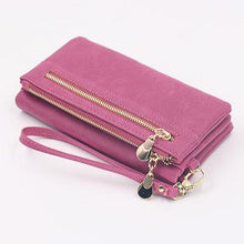 Women's Purse Long Design PU Leather Women's Long Wallet Female High Capacity Double Zippers Clutch Purse Wristlet