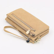 Women's Purse Long Design PU Leather Women's Long Wallet Female High Capacity Double Zippers Clutch Purse Wristlet