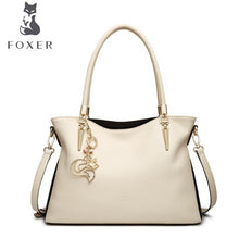 FOXER Brand Women's Cow Leather Handbags Female Shoulder bag designer Luxury Lady Tote Large Capacity Zipper Handbag for Women