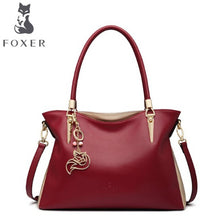 FOXER Brand Women's Cow Leather Handbags Female Shoulder bag designer Luxury Lady Tote Large Capacity Zipper Handbag for Women