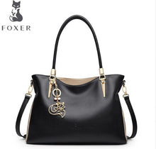 FOXER Brand Women's Cow Leather Handbags Female Shoulder bag designer Luxury Lady Tote Large Capacity Zipper Handbag for Women