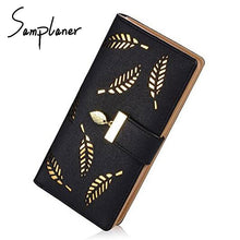 Samplaner Brand Leaves Hollow Women Wallet Soft PU Leather Women's Clutch Wallet Female Designer Ladies Wallets Coin Card Purse
