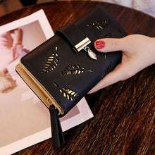 Samplaner Brand Leaves Hollow Women Wallet Soft PU Leather Women's Clutch Wallet Female Designer Ladies Wallets Coin Card Purse