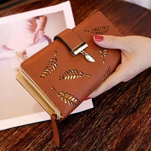 Samplaner Brand Leaves Hollow Women Wallet Soft PU Leather Women's Clutch Wallet Female Designer Ladies Wallets Coin Card Purse