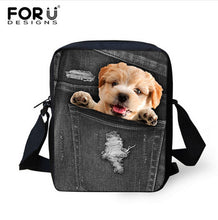 FORUDESIGNS Women Messenger Bags 3D Denim Animal Shoulder Bag Handbags Cute Cat Messenger Bags Children Crossbody Bag for Girls
