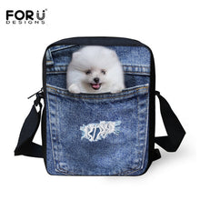 FORUDESIGNS Women Messenger Bags 3D Denim Animal Shoulder Bag Handbags Cute Cat Messenger Bags Children Crossbody Bag for Girls