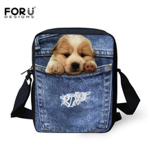 FORUDESIGNS Women Messenger Bags 3D Denim Animal Shoulder Bag Handbags Cute Cat Messenger Bags Children Crossbody Bag for Girls