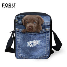 FORUDESIGNS Women Messenger Bags 3D Denim Animal Shoulder Bag Handbags Cute Cat Messenger Bags Children Crossbody Bag for Girls