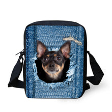 FORUDESIGNS Women Messenger Bags 3D Denim Animal Shoulder Bag Handbags Cute Cat Messenger Bags Children Crossbody Bag for Girls