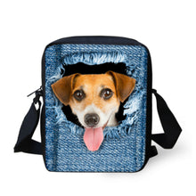 FORUDESIGNS Women Messenger Bags 3D Denim Animal Shoulder Bag Handbags Cute Cat Messenger Bags Children Crossbody Bag for Girls