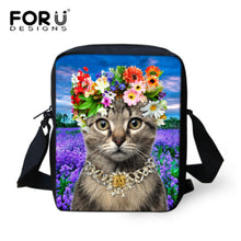 FORUDESIGNS Women Messenger Bags 3D Denim Animal Shoulder Bag Handbags Cute Cat Messenger Bags Children Crossbody Bag for Girls