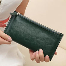 Samplaner Genuine Leather Slim Women Wallets Double Zipper Clutch Bag Ladies Long Wallet Card Holders Purses Clutch Wallets