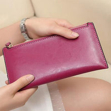 Samplaner Genuine Leather Slim Women Wallets Double Zipper Clutch Bag Ladies Long Wallet Card Holders Purses Clutch Wallets